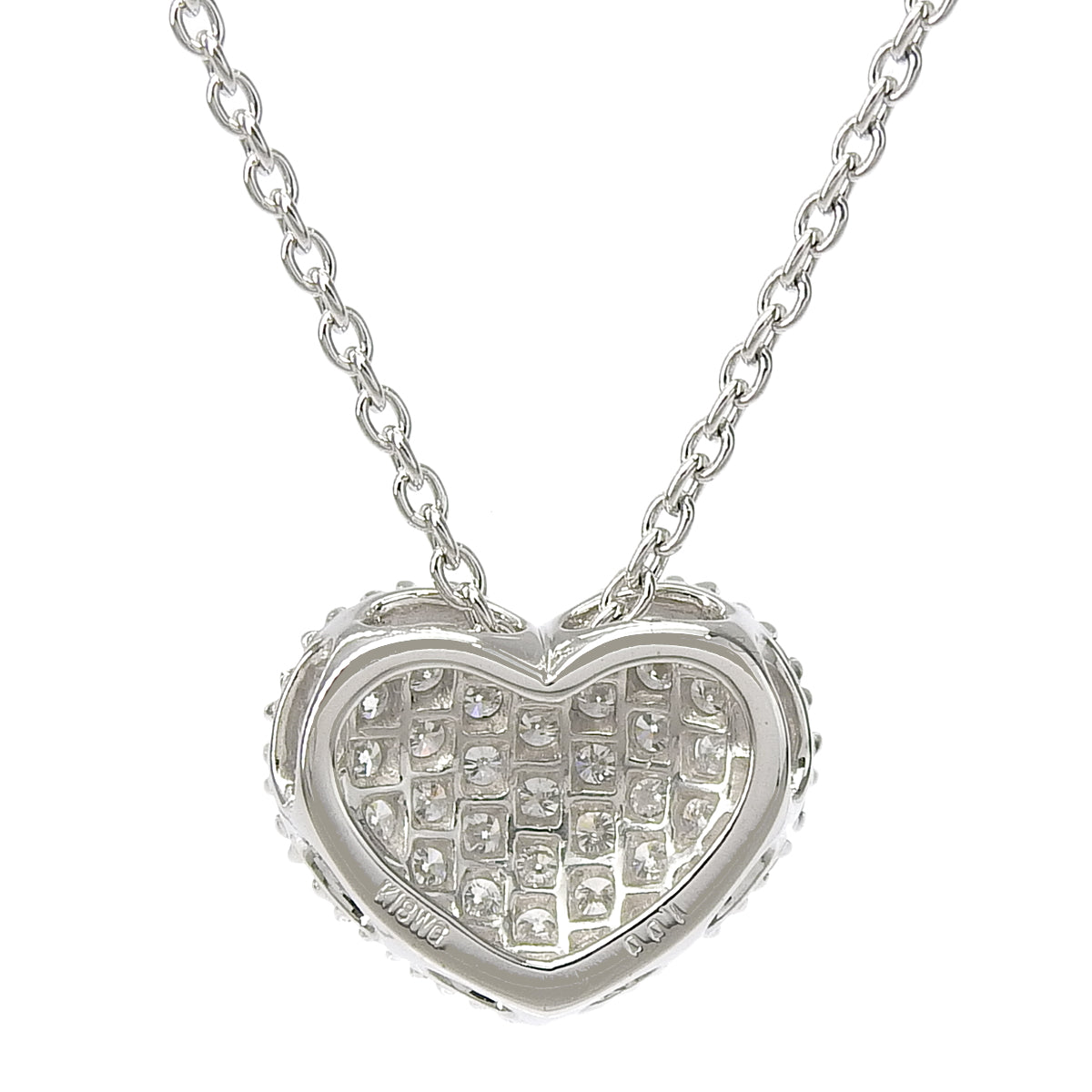 Diamond Heart Necklace, 1.00 Carat, 18K White Gold, Pavé Setting