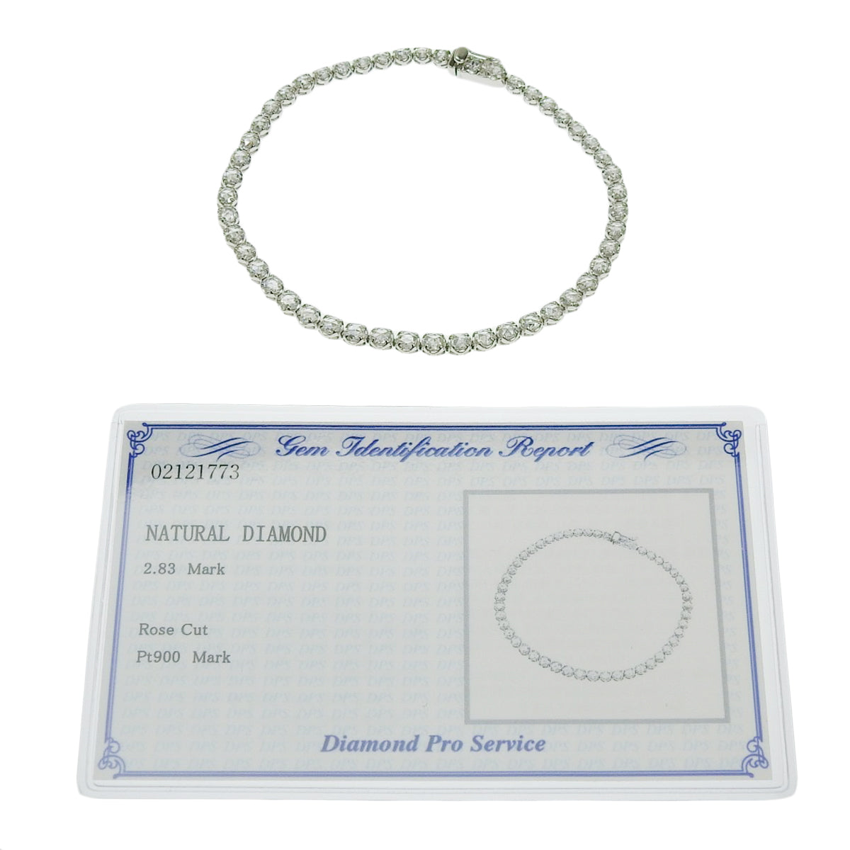 Rose-cut tennis bracelet, 2.83 carats, Pt900 platinum.