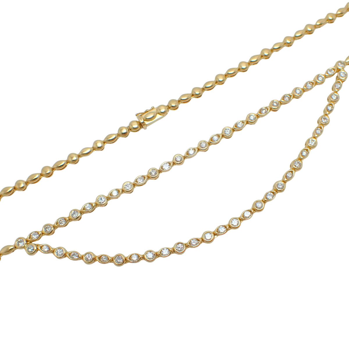 Diamond necklace D3.33 K18 yellow gold YG double row