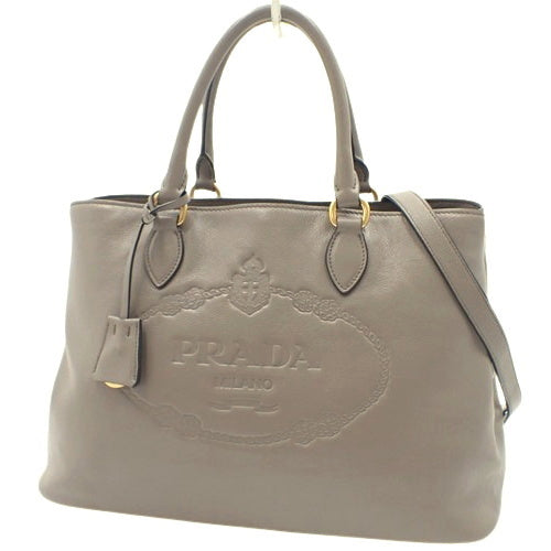 Logo embossed 2-way handbag leather 1BA579