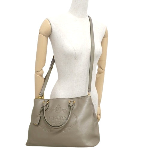 Logo embossed 2-way handbag leather 1BA579