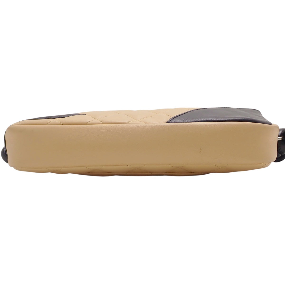 Cambon Line Matelasse Coco Mark Handbag in Beige and Black Lambskin A25175