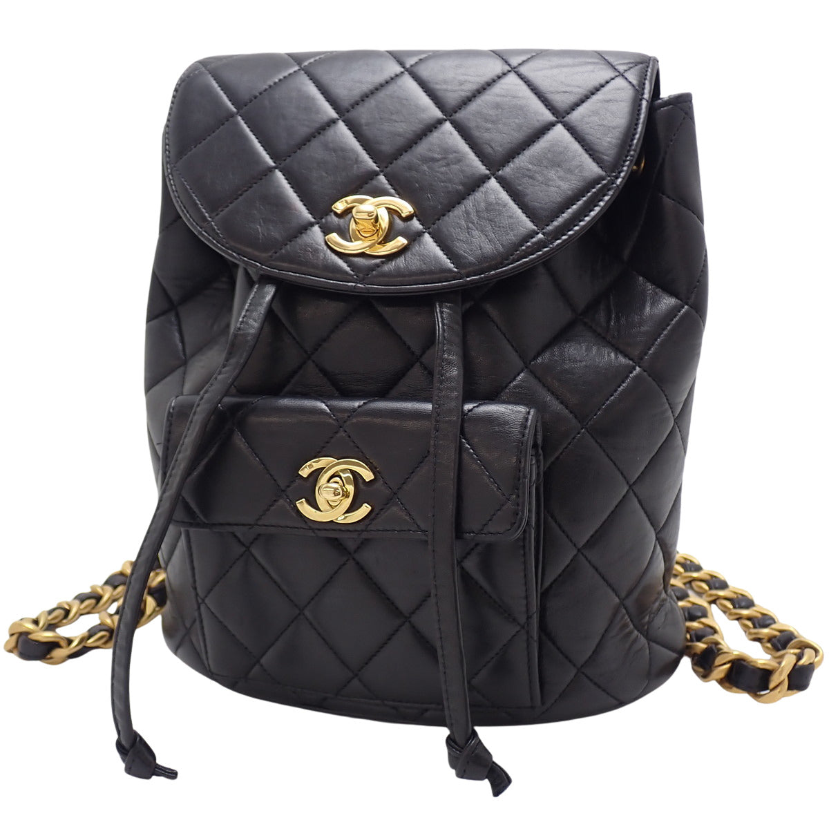 黑色羊皮绗缝 Coco Mark 背包 A10177