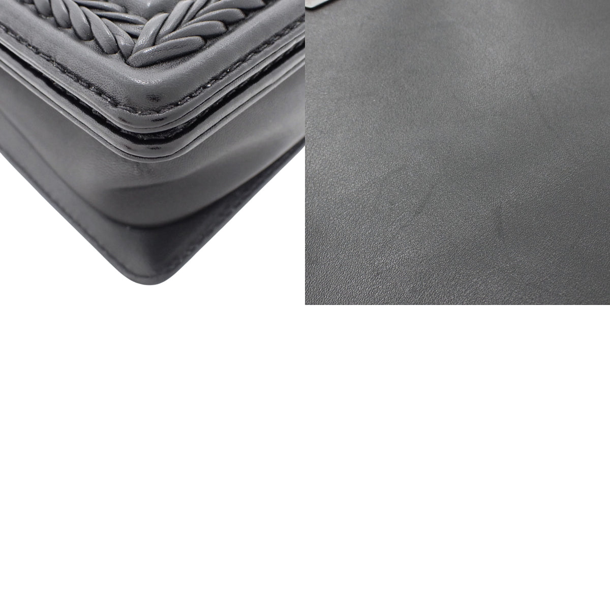 ボーイシャネル Vステッチ ココマーク チェーンショルダーバッグ ラム ブラック