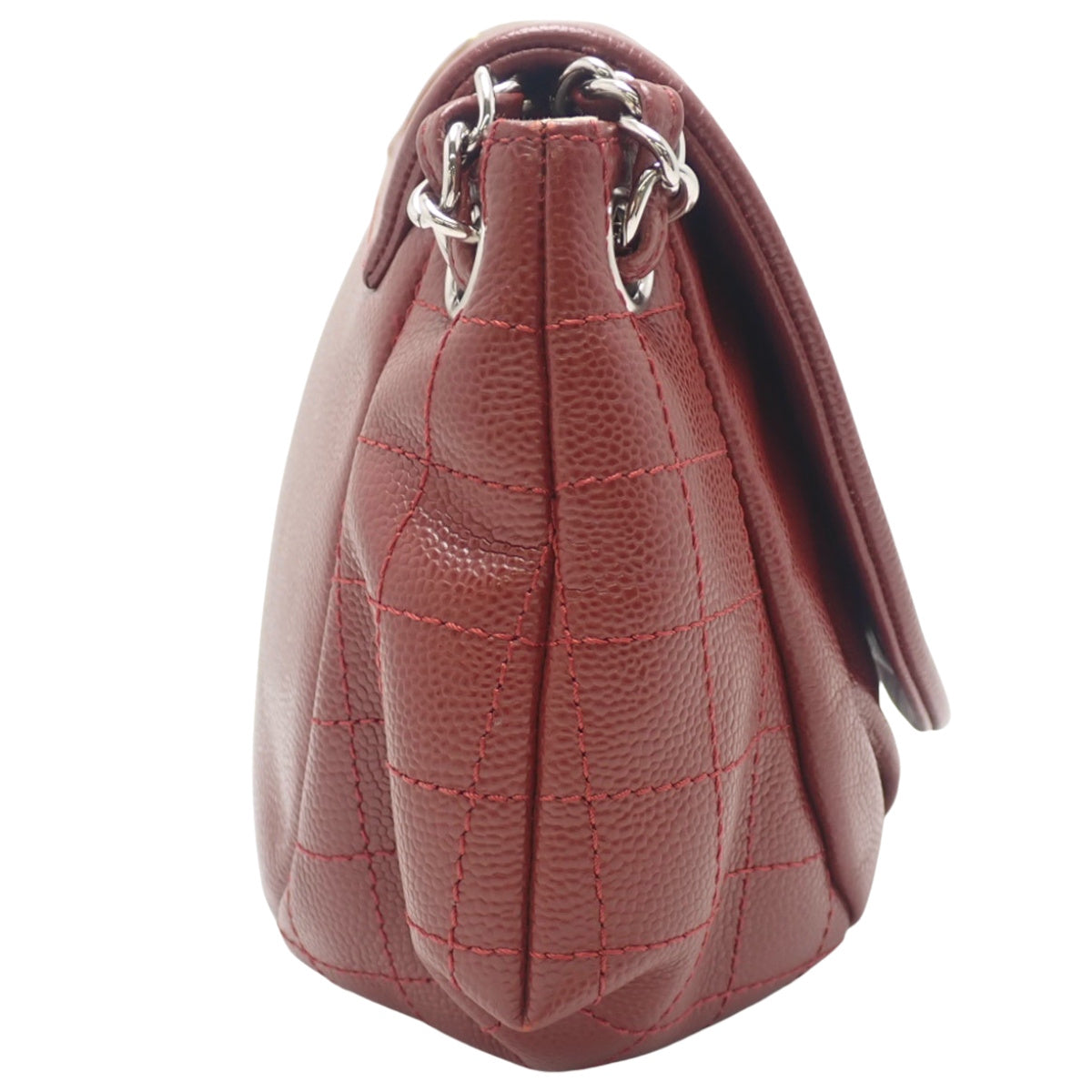 Chanel Chocolate Bar Coco Mark Half-Moon Shoulder Bag, Caviar Skin, Bordeaux