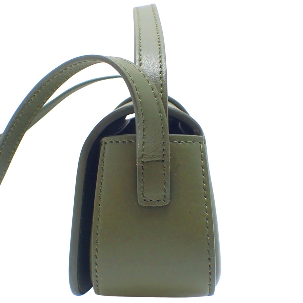 Khaki calfskin clutch bag with strap 10I593DQ1.31DO