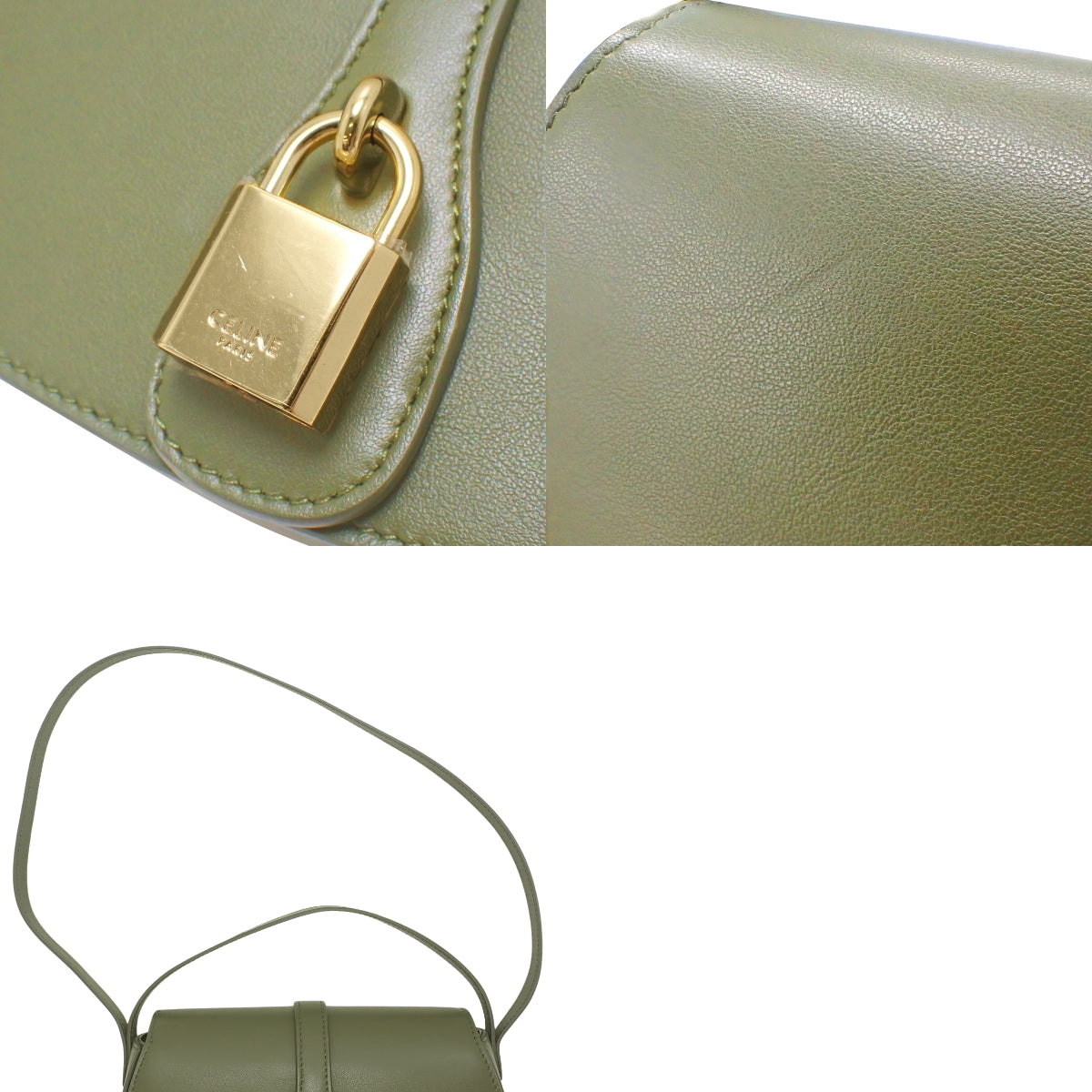 Khaki calfskin clutch bag with strap 10I593DQ1.31DO