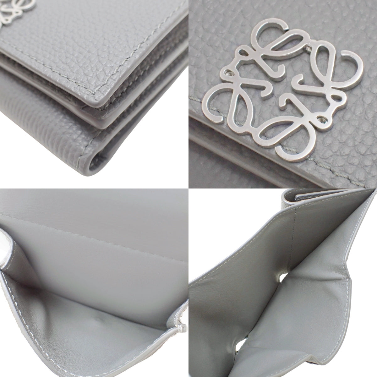Anagram Tri-Fold Wallet, Calfskin, Gray, C821TR2X02, Accessory, Tri-fold, Mini Wallet