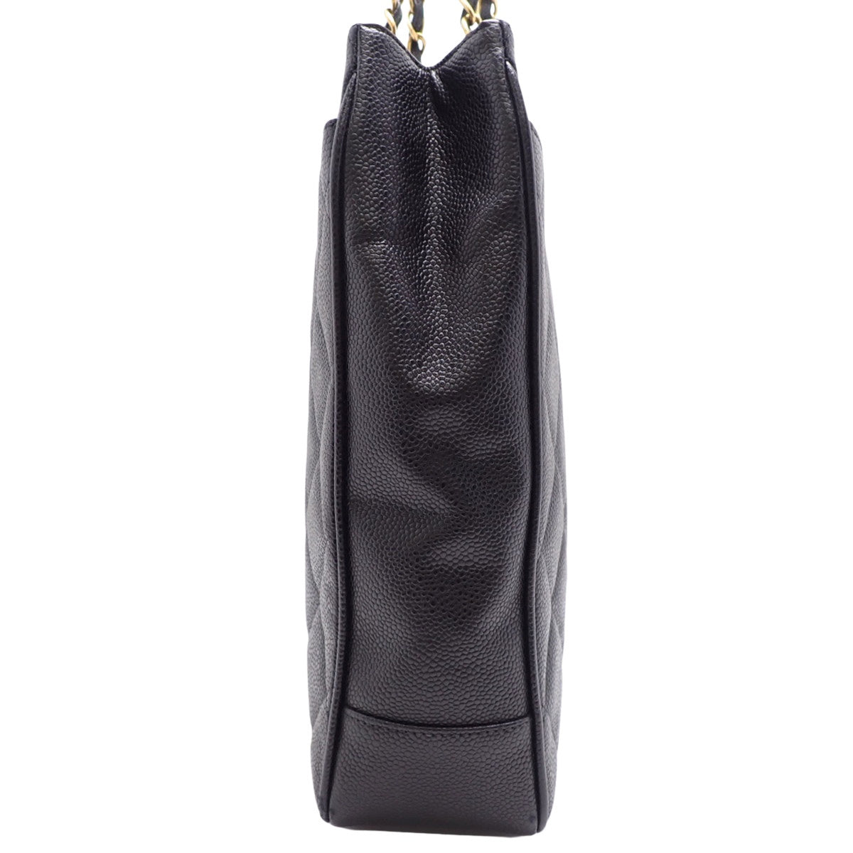 Matelasse Coco Mark Chain Shoulder Bag, Caviar Skin, Black