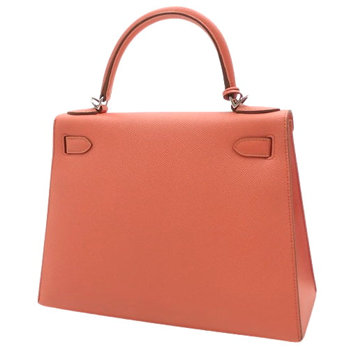 Kelly 28 (External Stitching) Epsom Leather, Palladium Hardware, Flamingo Design, R Stamp