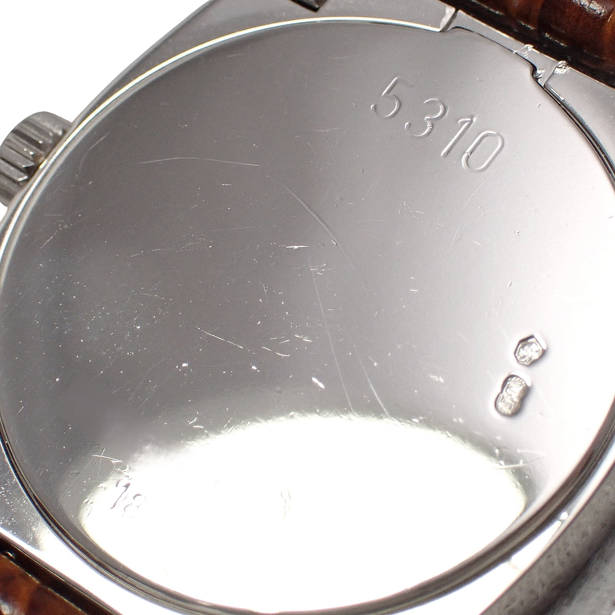 Cellini 10PD 5310/9 白金/皮革 K 编号黑色表盘镶钻时标手动上链女士腕表