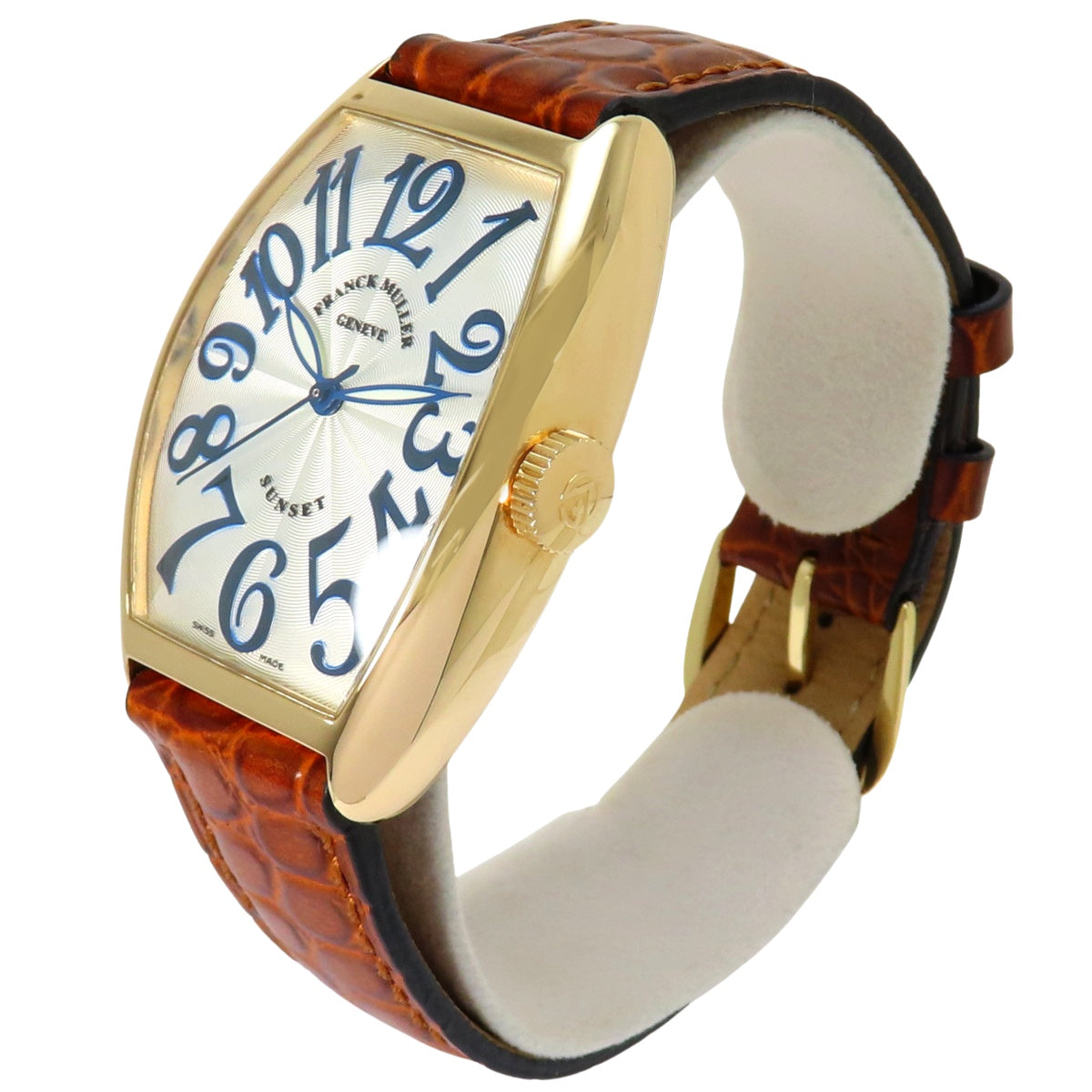 5850SC 吨诺曲线日落金表壳/皮革 自动上链 银色表盘