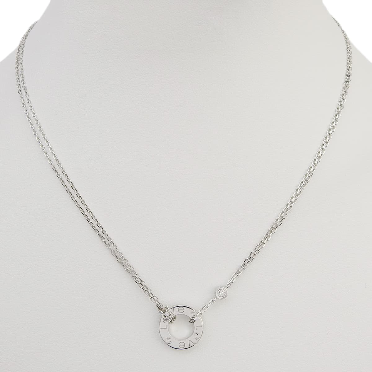 LOVE 圆环项链 钻石 K18 白金 WG 珠宝 首饰 爱心项链 2PD
