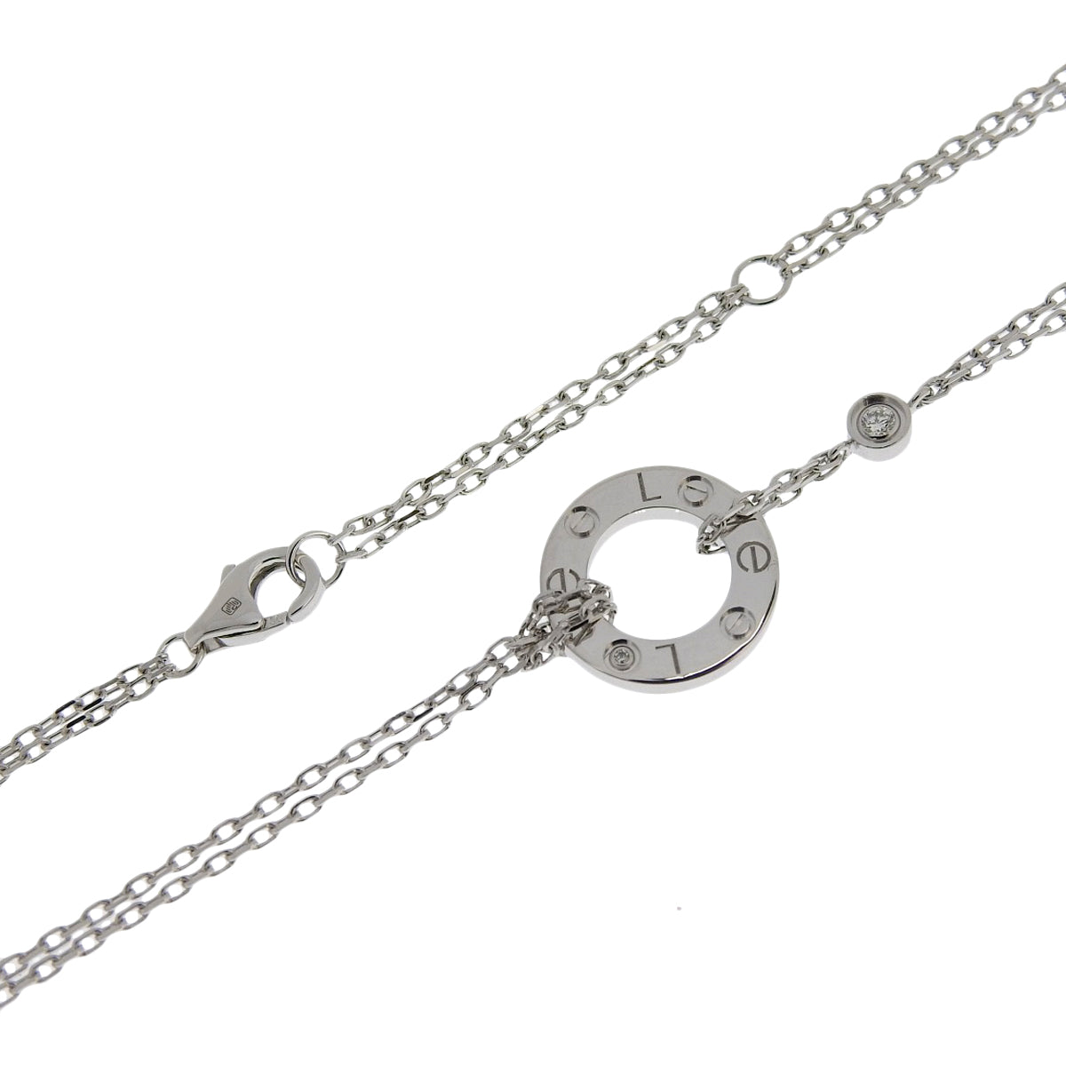 LOVE サークル ネックレス ダイヤモンド K18 ホワイトゴールド WG ジュエリー アクセサリー ラブネックレス 2PD