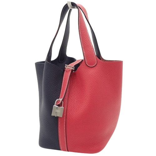 Picotin Lock PM Cazac Taurillon Clemence 皮革表带配钯金配件、玫瑰蓝夜光、Y 印章