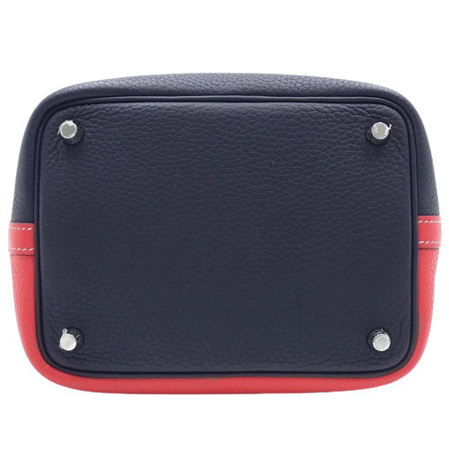 Picotin Lock PM Cazac Taurillon Clemence Leather Strap with Palladium Hardware, Rose Extreme Blue Nuit, Y Stamp