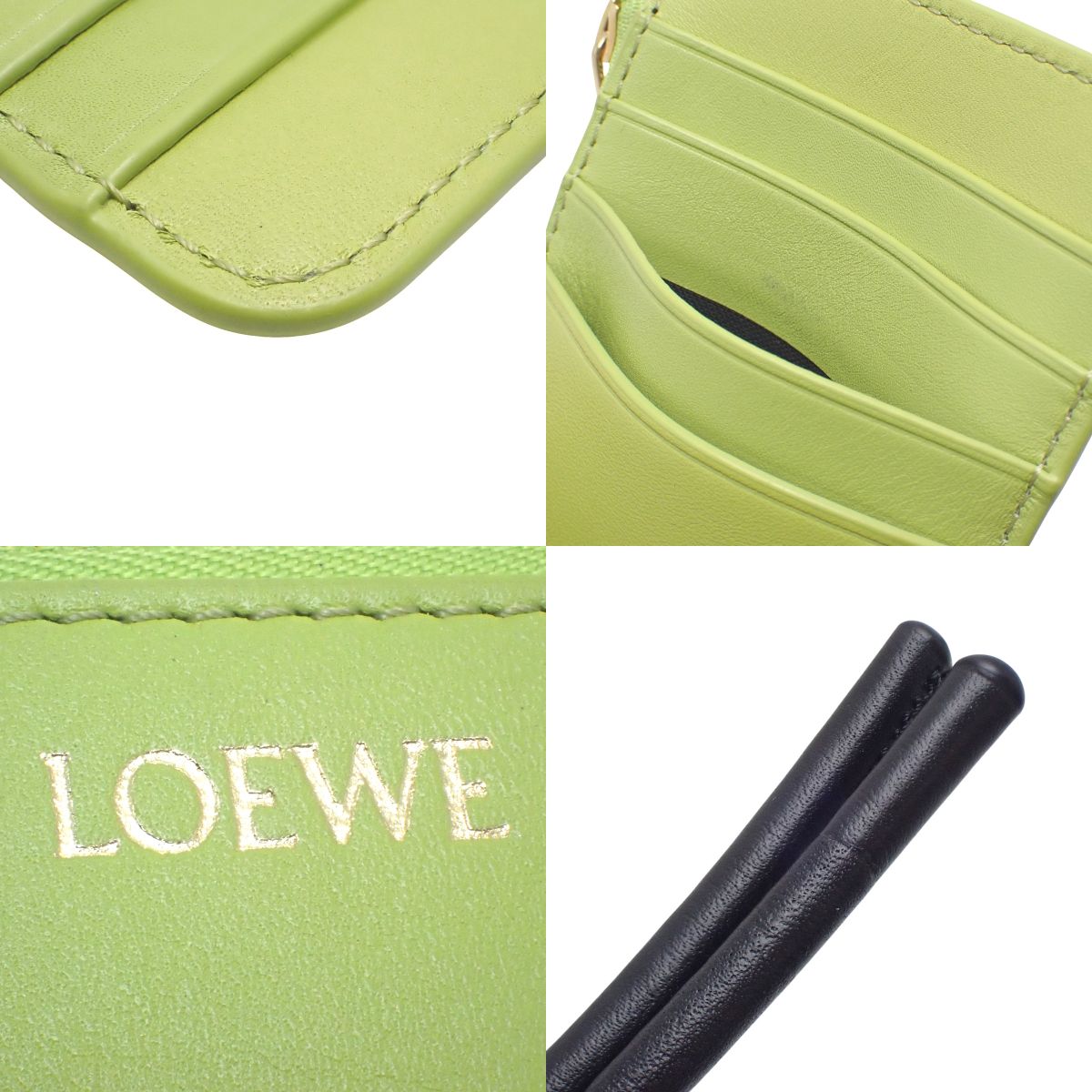 Knot Coin Card Holder in Leather, Green and Black