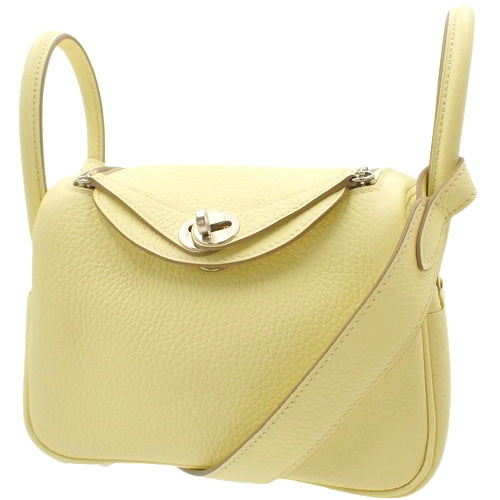 [新品] Lindy Mini Taurillon Clemence 皮革 钯金五金 Jaune Milton Beton W 印章