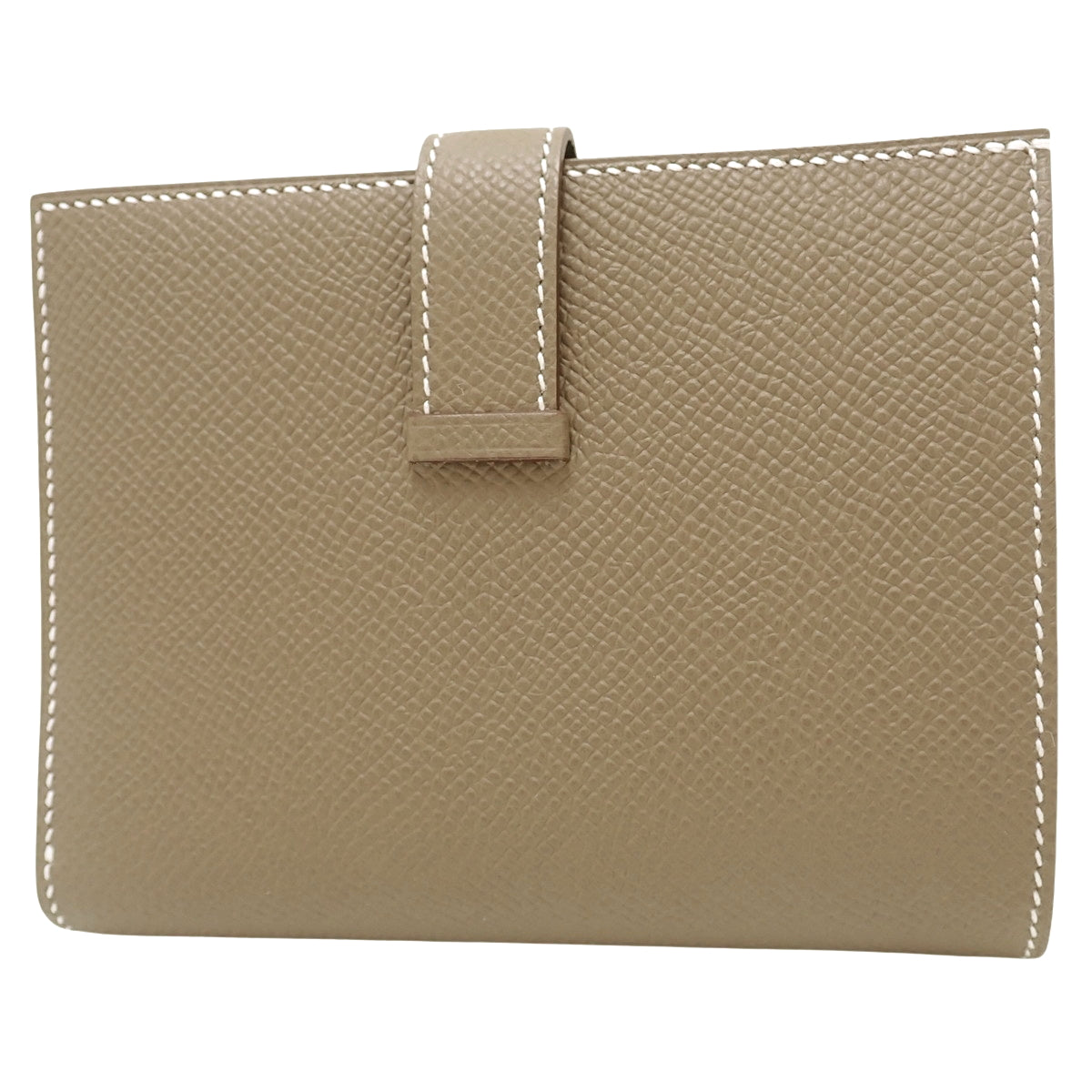 Bearn Compact Etoupe/Etoupe Epsom Leather, Gold Hardware, W Stamp, Bifold, Small Item, Mini Wallet