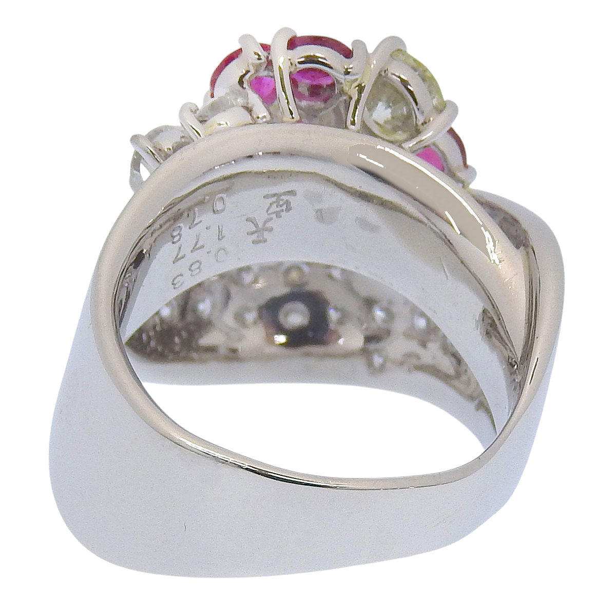 R0.83/D1.77,0.78 红宝石 钻石戒指 Pt900铂金饰品 首饰 铺镶 12(52)号