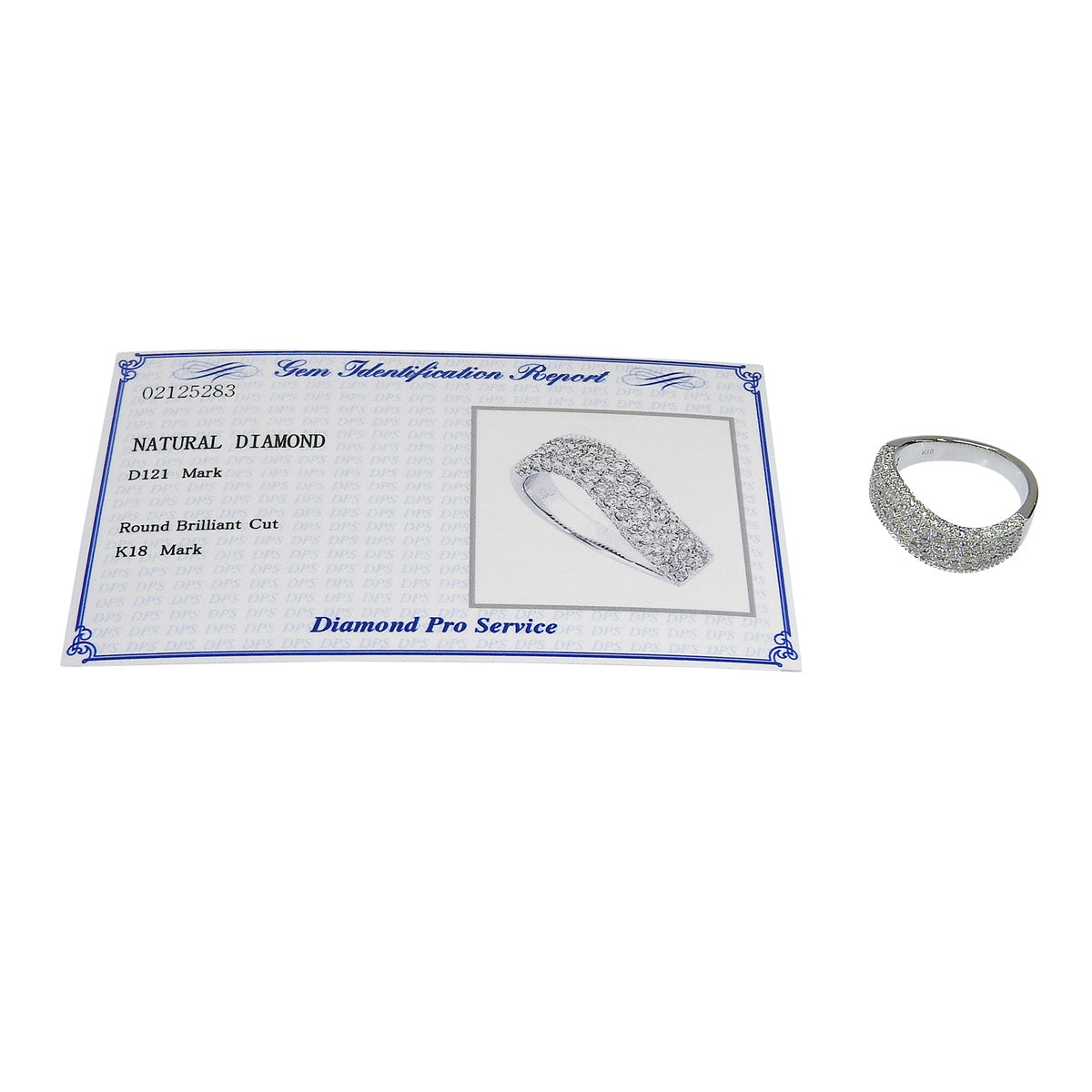 半铺镶波浪戒指 D1.21 K18 白金 WG