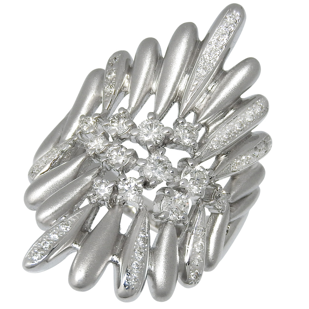 Diamond Ring 0.74 Carat, 18K White Gold, Large Motif
