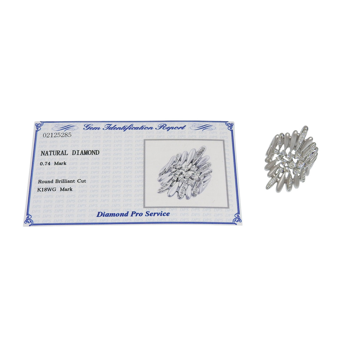 ダイヤモンド リング 0.74 K18 ホワイトゴールド WG ビッグモチーフ