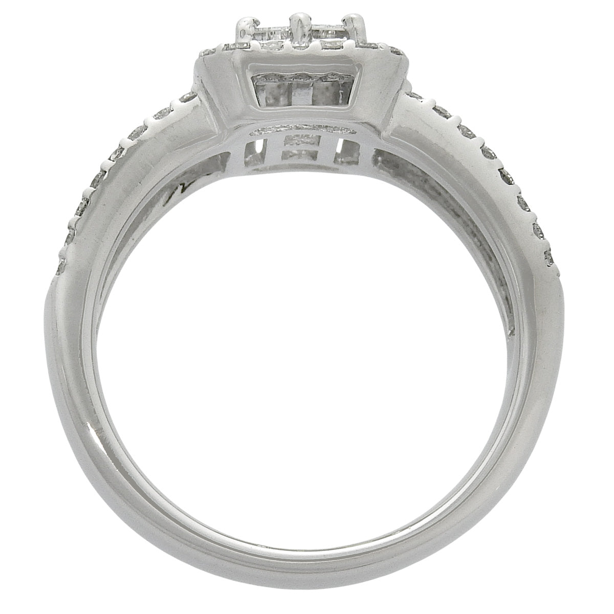 钻石方形切割戒指 D1.04 K18 白金 WG