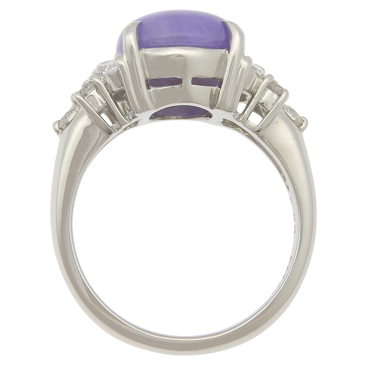 薰衣草色翡翠戒指，长4.86厘米/直径0.64厘米，900铂金，翡翠