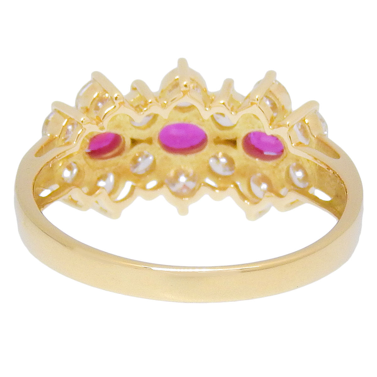 ルビー ダイヤモンド フラワーリング R0.52/D0.82 K18 イエローゴールド YG