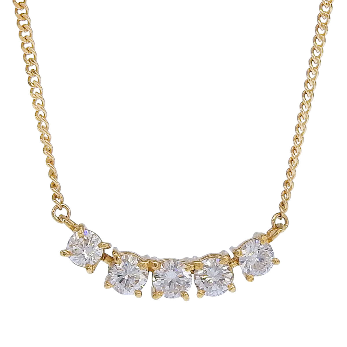 5-diamond necklace, 0.51 carats, 18K yellow gold.