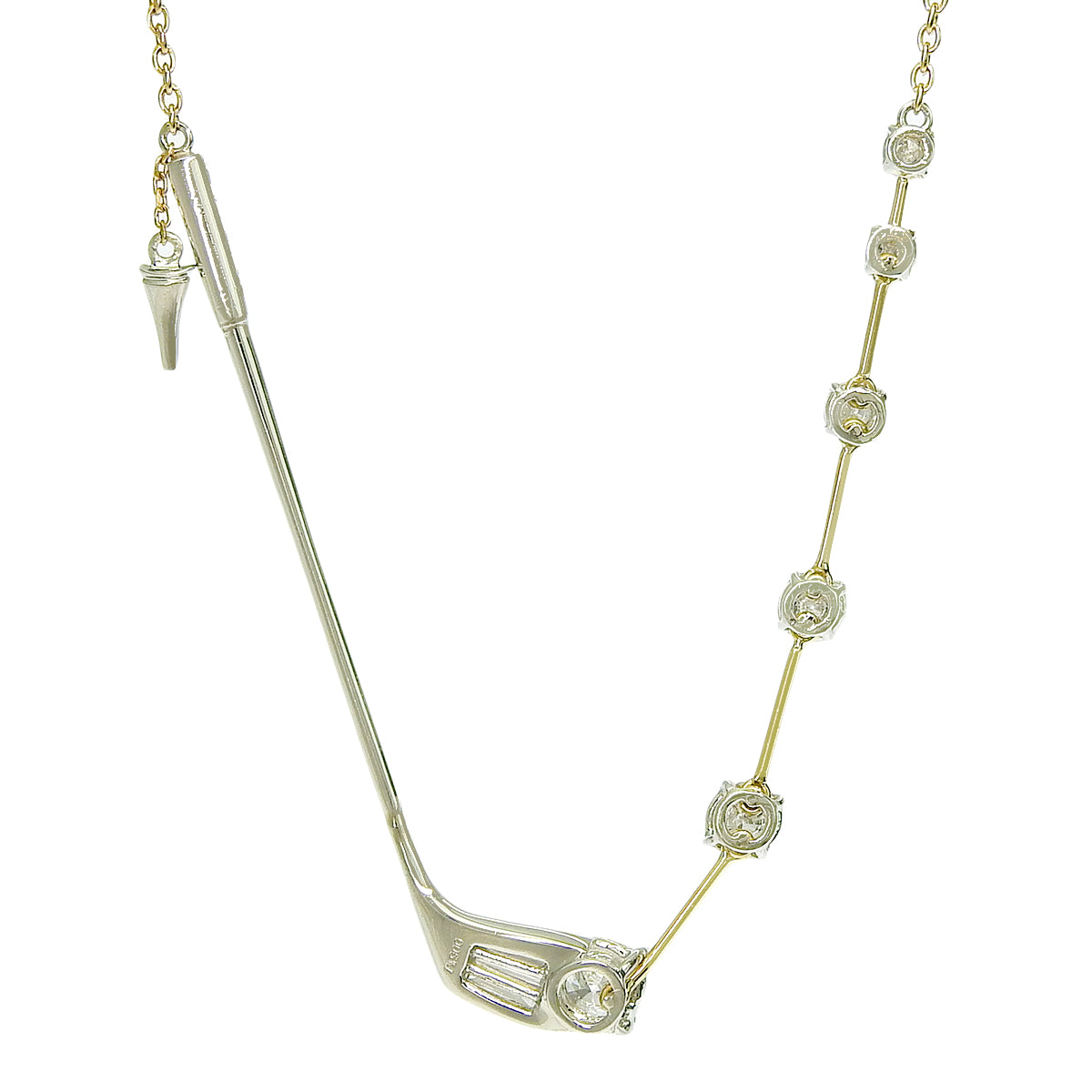 Golf club diamond necklace, 1.19 carats, 18k yellow gold and platinum (YG/Pt900).