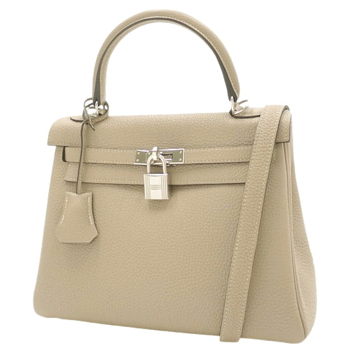 Kelly 25（内缝线）Togo，钯金配件，Tourtiere 灰色，□P 印章