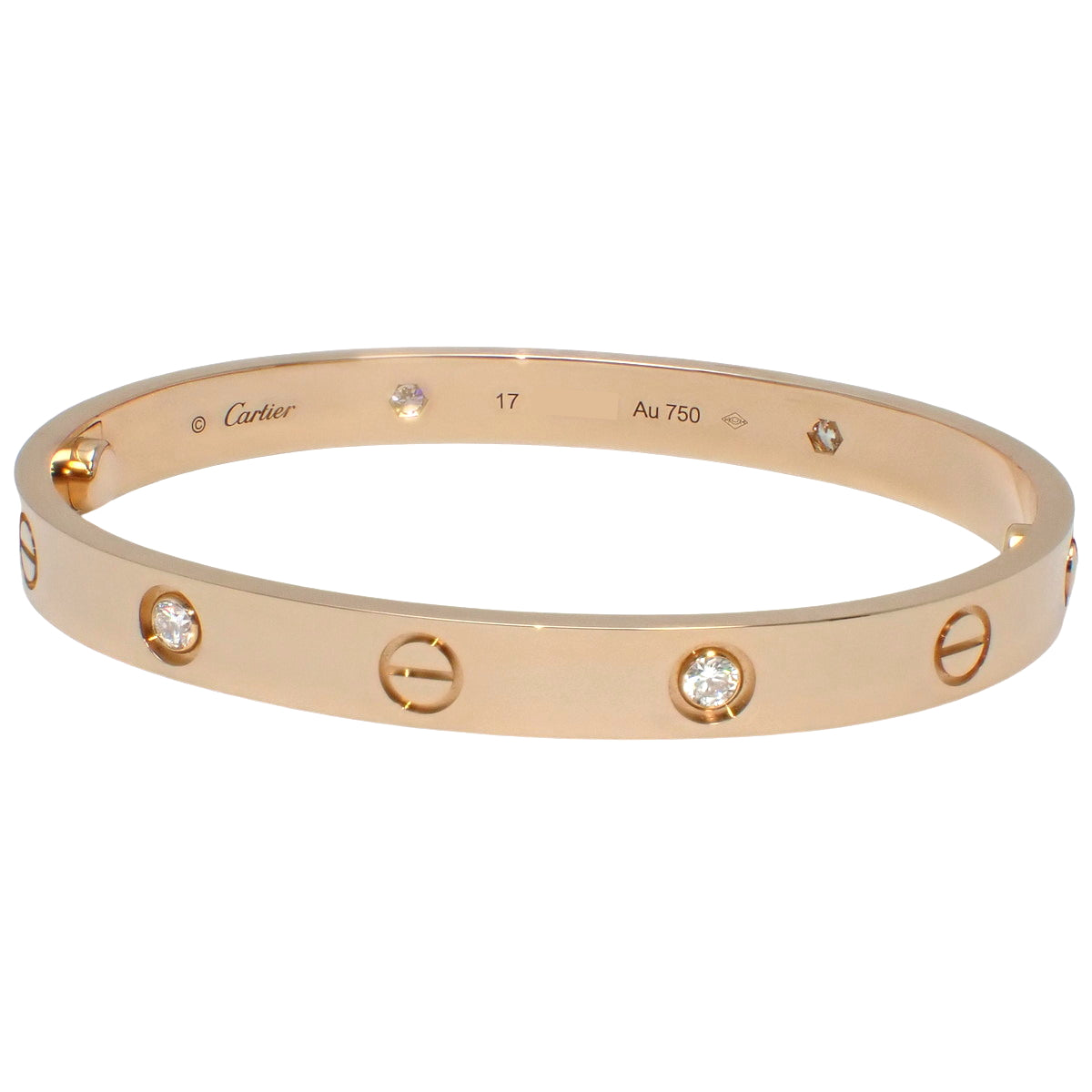 LOVE Bracelet Classic Model Diamond 18K Pink Gold PG 4PD Love Bracelet