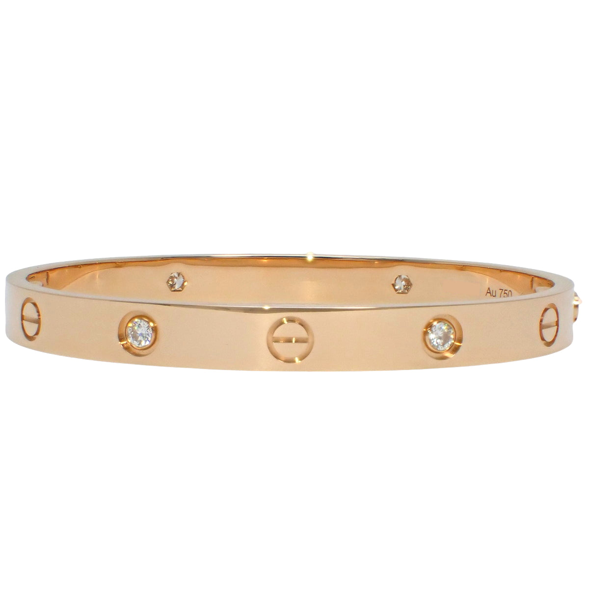 LOVE Bracelet Classic Model Diamond 18K Pink Gold PG 4PD Love Bracelet
