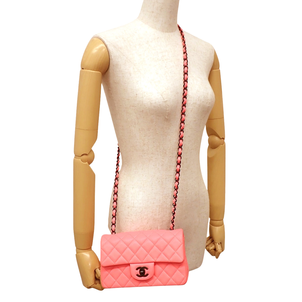 迷你绗缝链条单肩包，羊皮材质