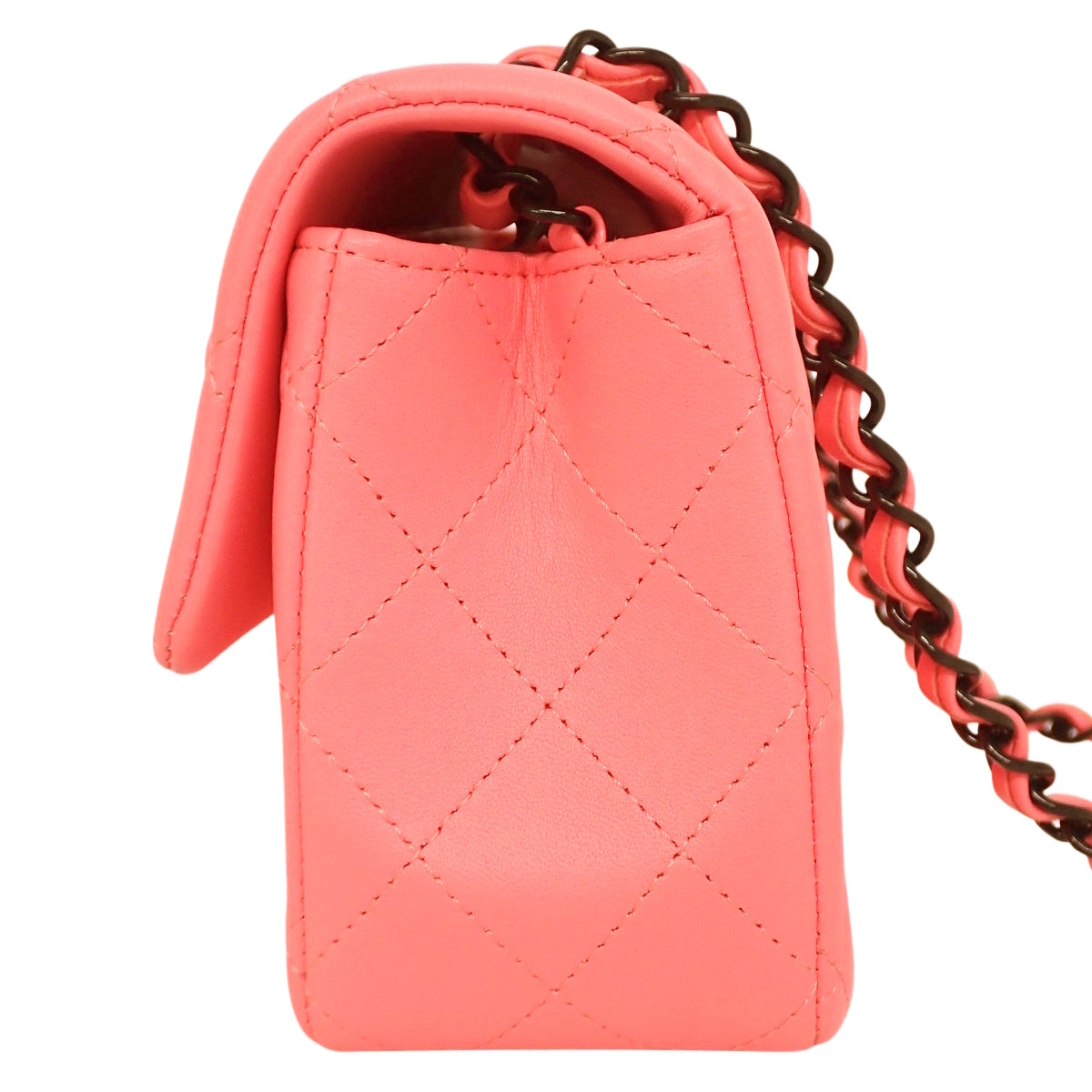 迷你绗缝链条单肩包，羊皮材质