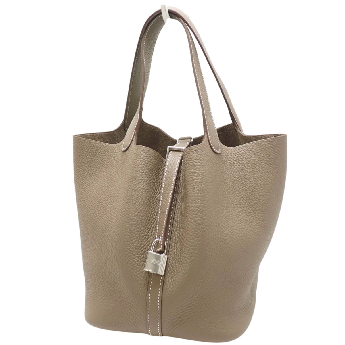 Picotin Lock MM Taurillon Clemence Etoupe/Etoupe Double Stamp