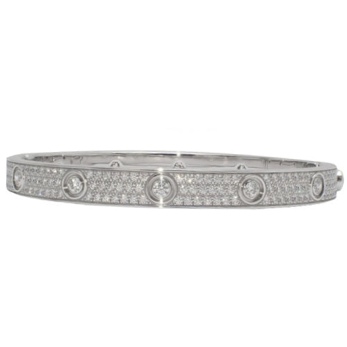 LOVE Bracelet Classic Model Pavé Diamond 12PD Diamond 18K White Gold WG Love Bracelet Full Diamond