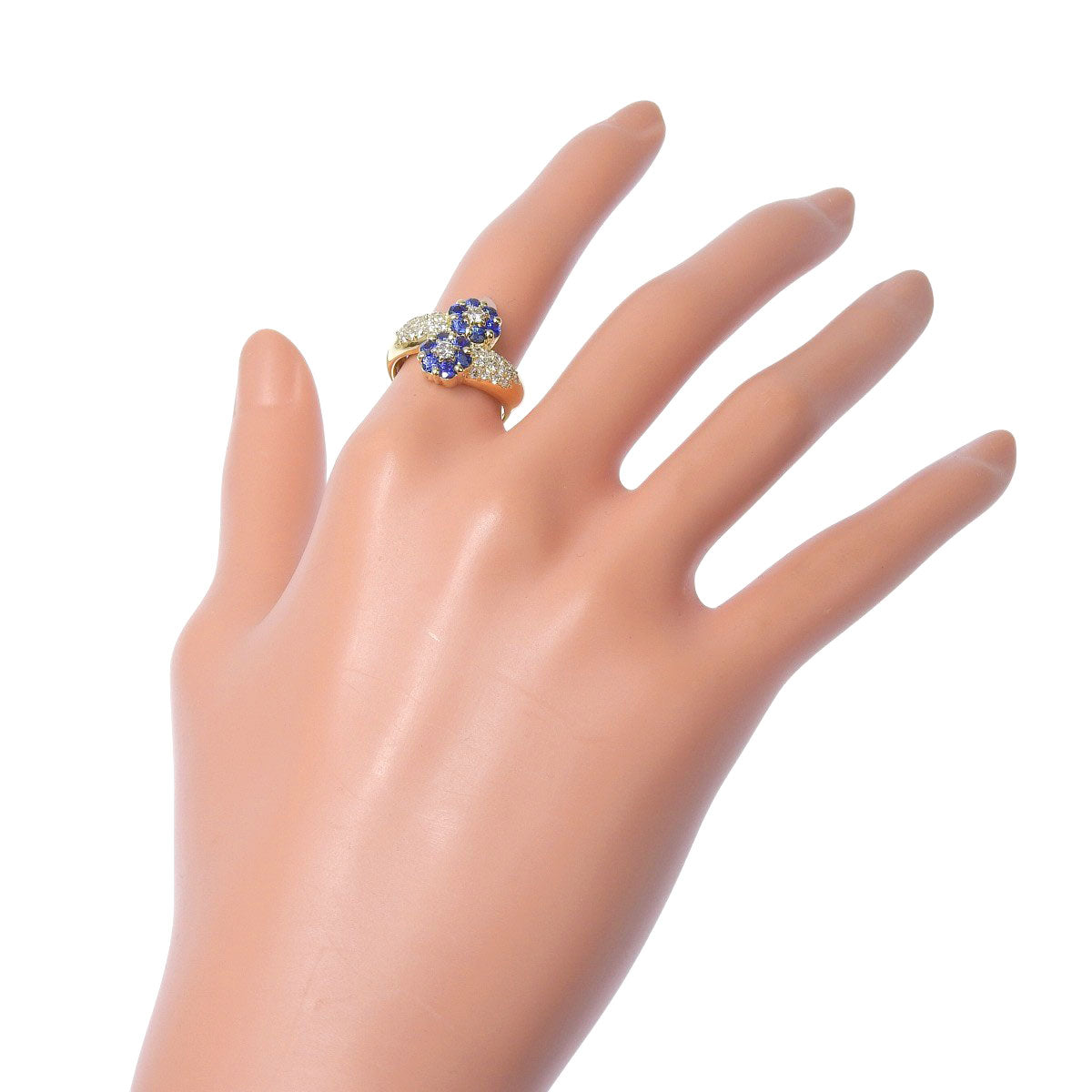 Sapphire Flower Ring S0.97/D0.65 Yellow Gold K18YG