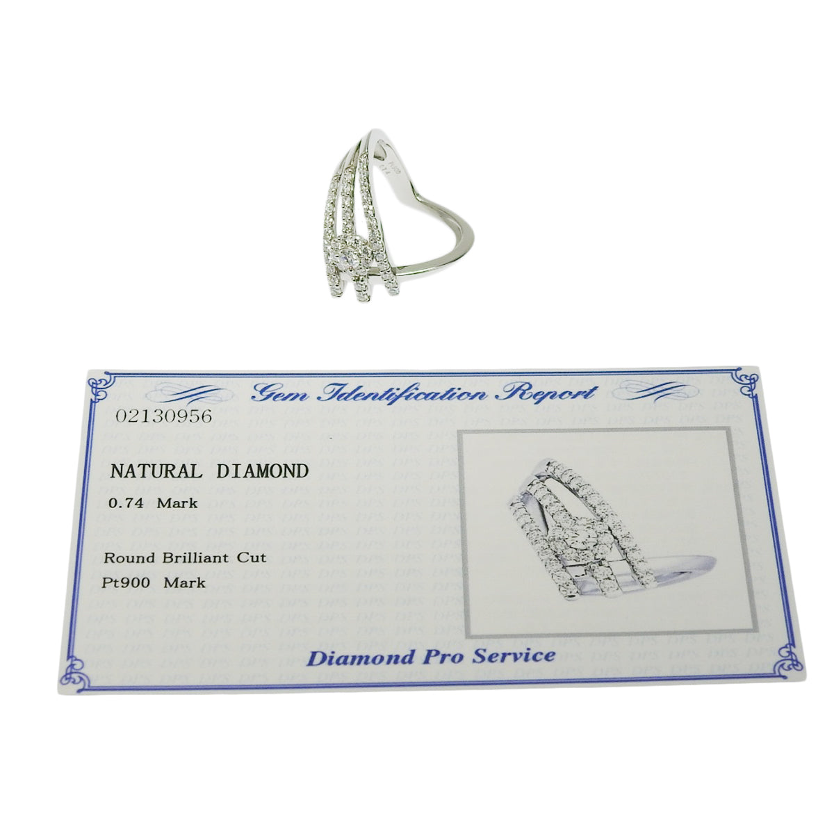 3列ダイヤモンド デザインリング D0.74 プラチナ Pt900