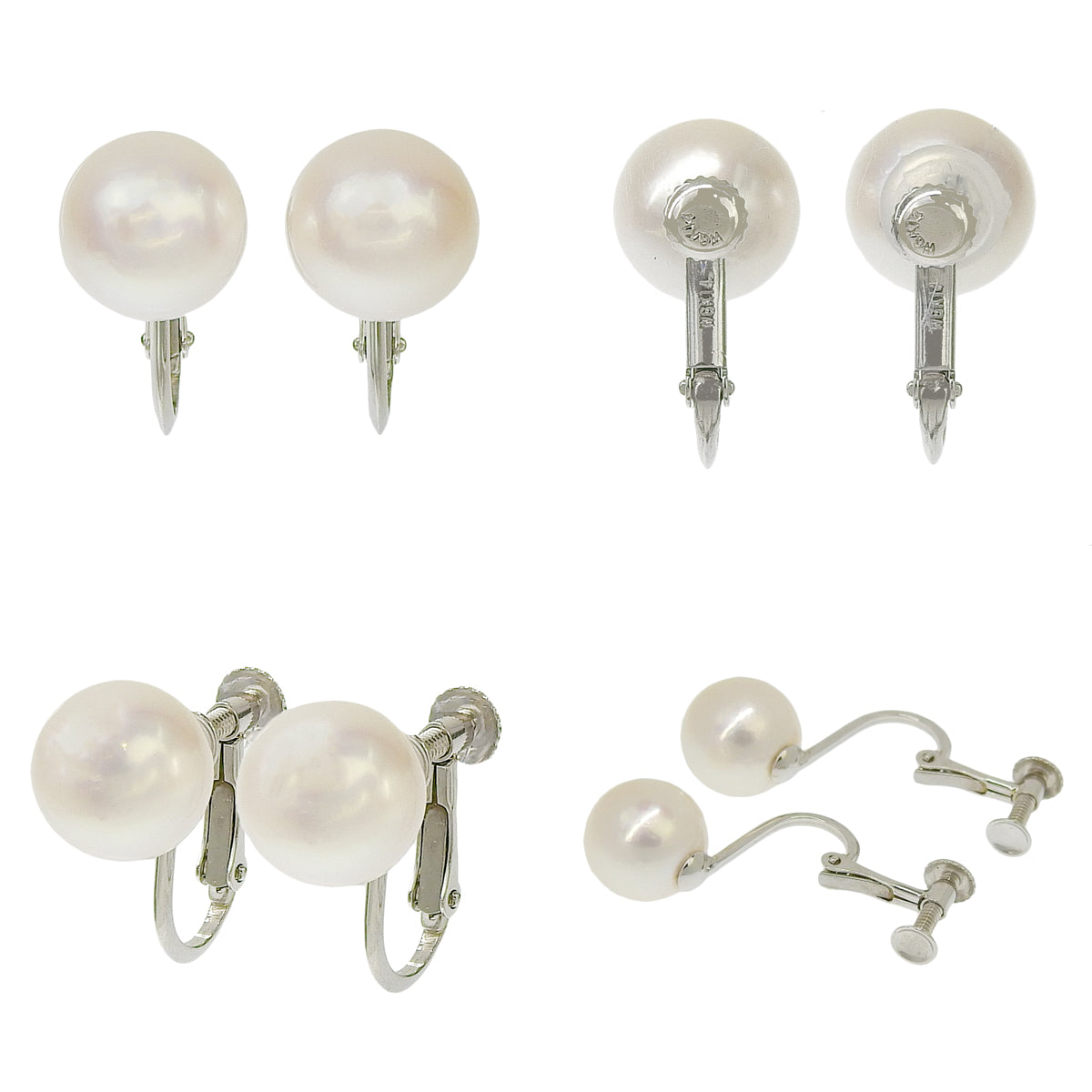 パール ネックレス＆イヤリング K14 ホワイトゴールド WG シルバー SV 花珠真珠 アコヤ真珠 セット売り