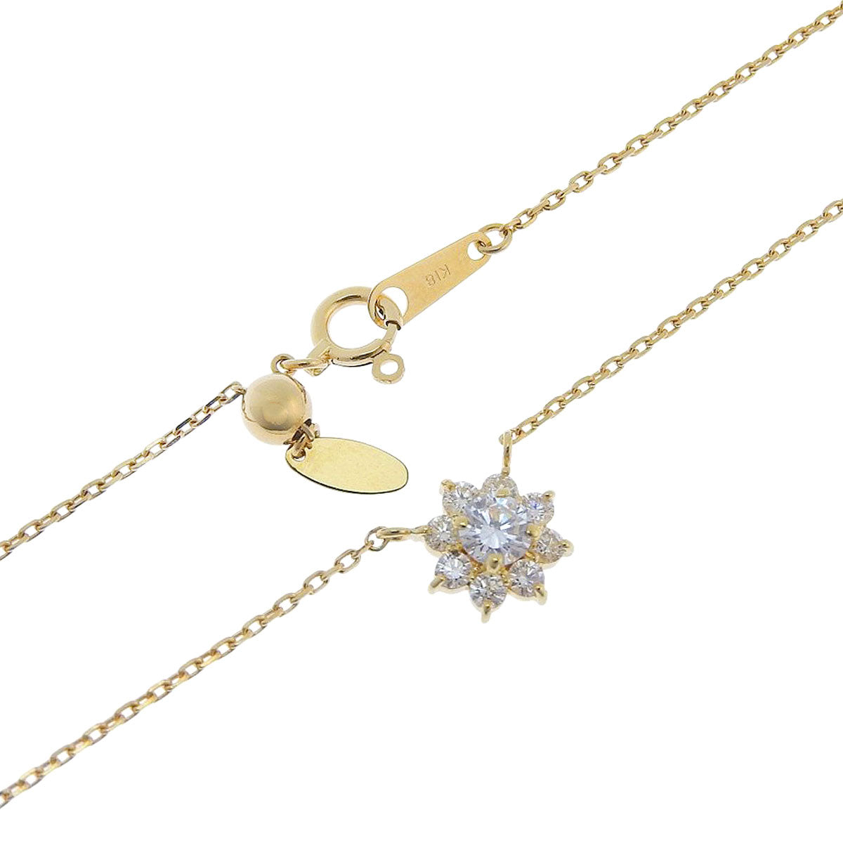 Sunflower Diamond Necklace D0.233, 0.26 Yellow Gold K18YG