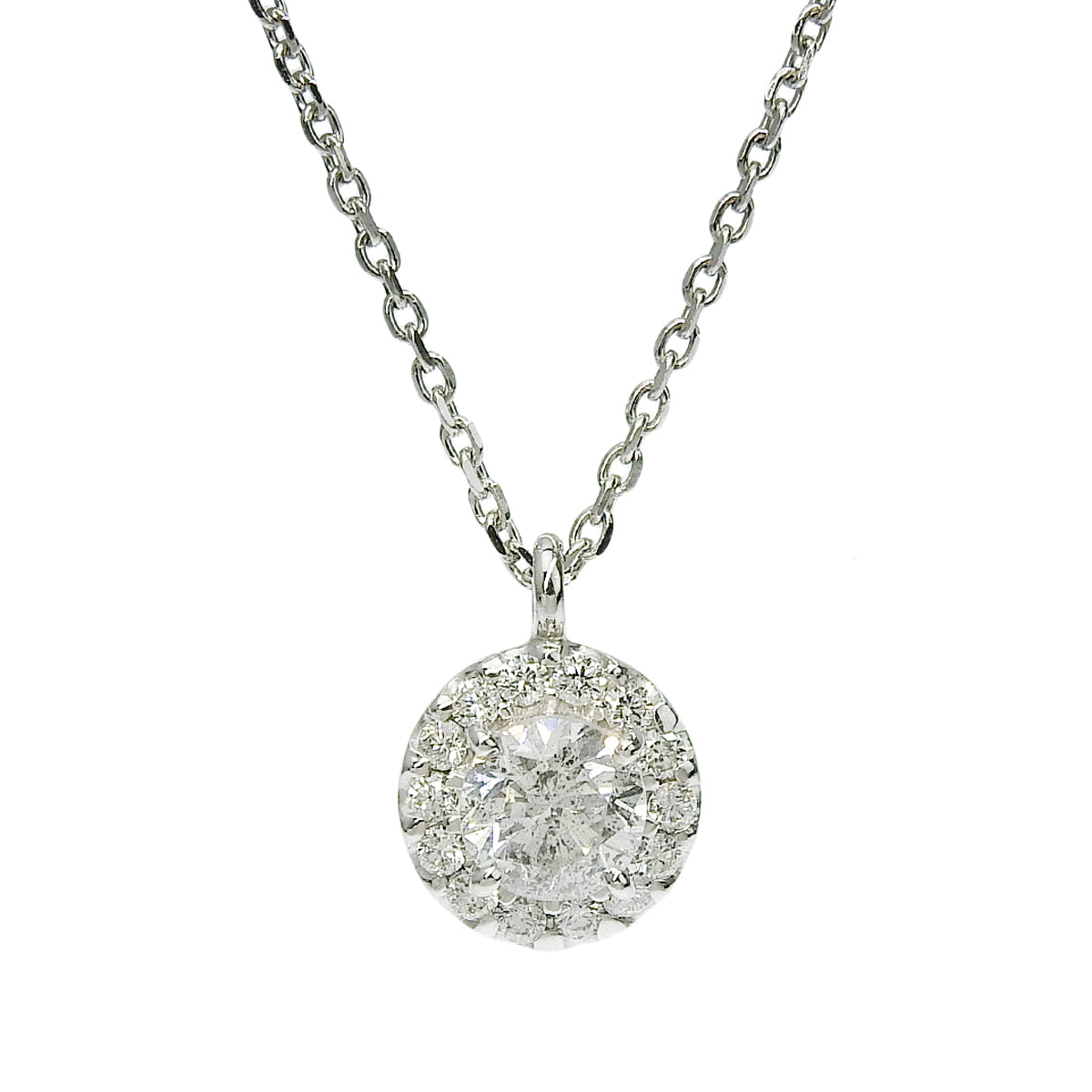 Diamond necklace, 0.66 carats, 0.185 grams, 18K white gold.