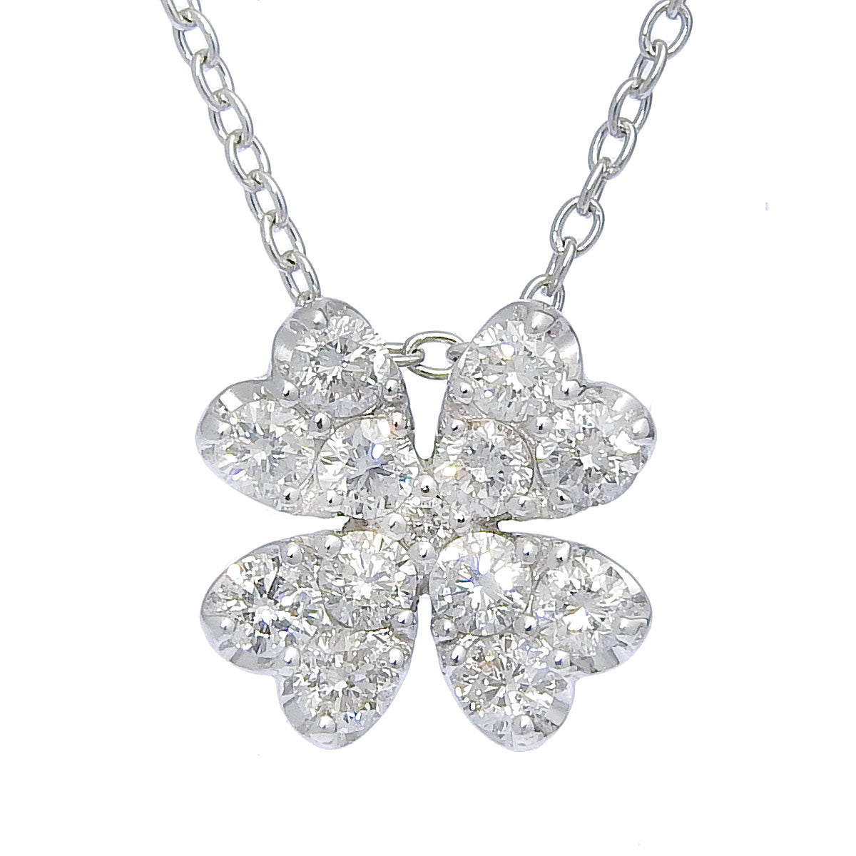 Clover Diamond Necklace, 0.56 carats, White Gold (K18WG)