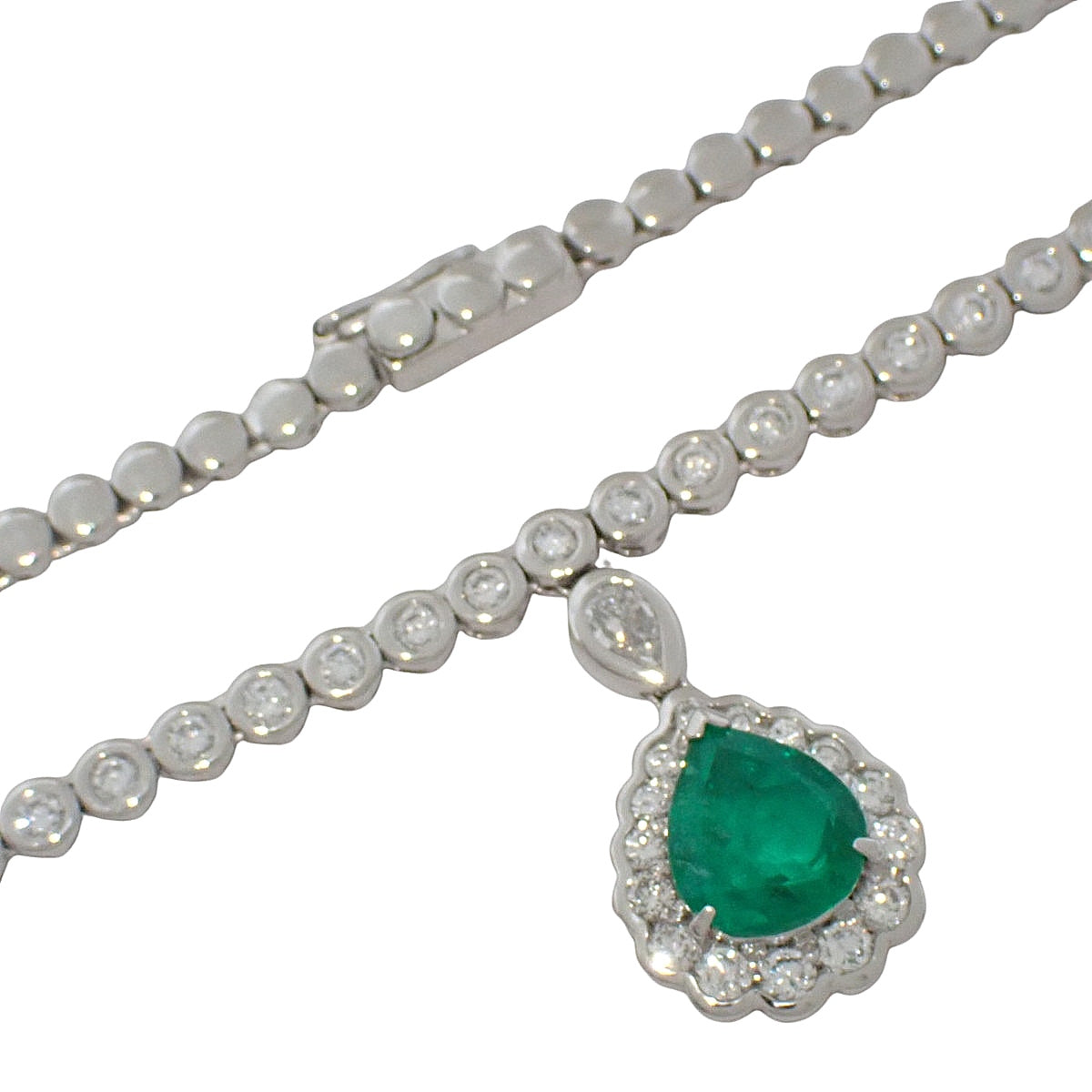 ダイヤ エメラルド ネックレス E1.85/D2.03,0.49,0.14 プラチナ Pt900 32.7g