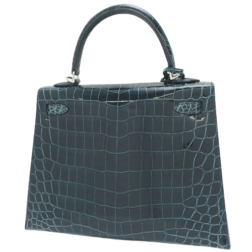 ケリー25 (外縫い) ニロティカス クロコダイル パラジウム金具 ヴェールシプレス シルバー金具 U刻印