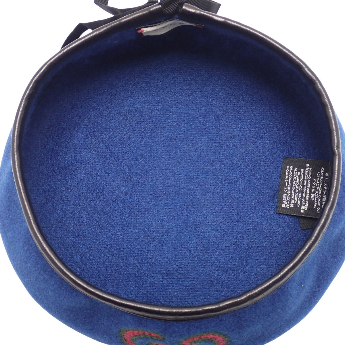 GG Beret Interlocking GS Polyester Acrylic Leather