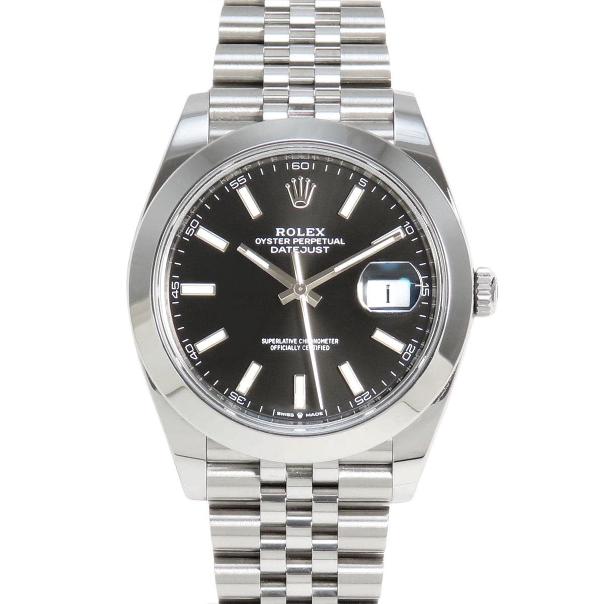 126300 Datejust 41 SS, random serial number, automatic winding, black dial.