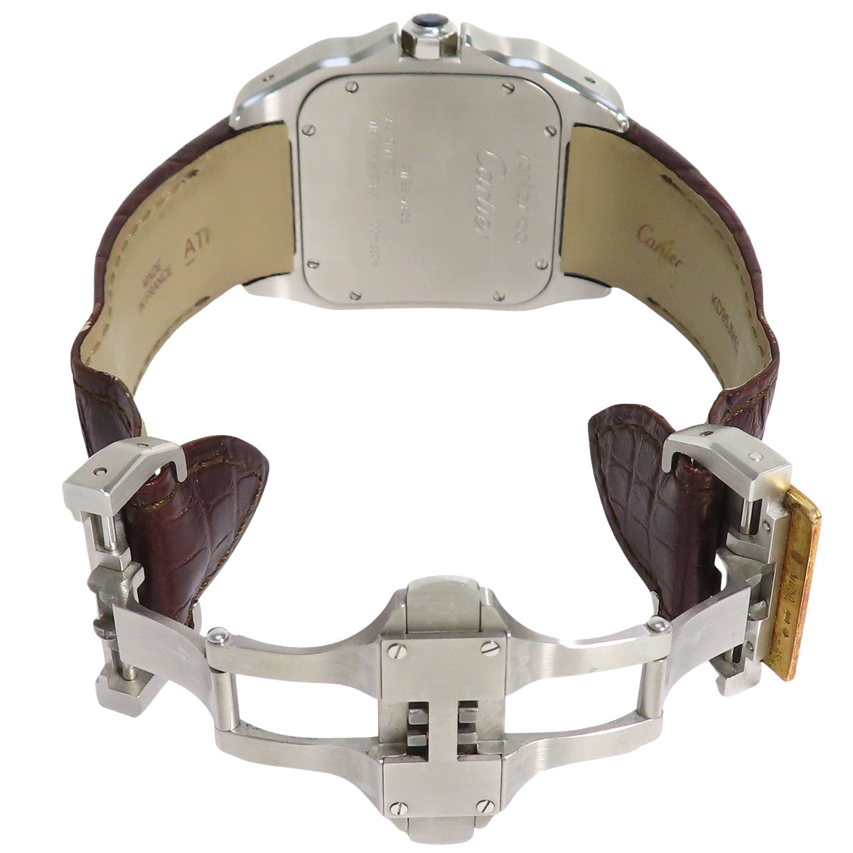 W20072X7 桑托斯100LM YG/SS/皮革 自动上链 银色